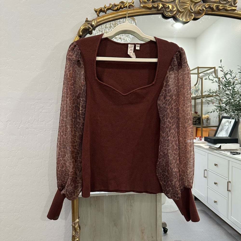 Dolan Sheer Long-Sleeve Sweater Blouse
